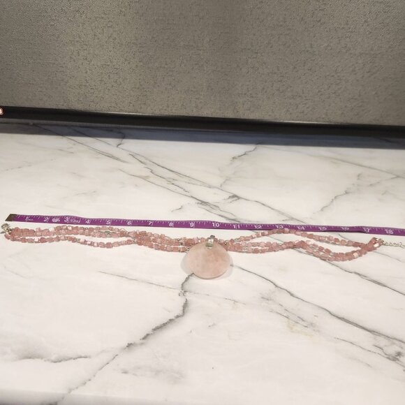 Premier Designs Catalina Rose Quartz Three-Strand Necklace Pink Quartz Necklace - Picture 10 of 12